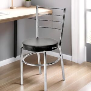 Dining Ergonomic Dining Home Chair Hotel Restaurant Chair with Steel Chrome Polish and leatherite seat (1, Green, Standard) (1, Black, Standard)