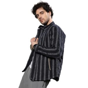 Campus Sutra Men's Jacket for Casual Wear | Long Sleeve | High Neck | Zipper Closure | Regular Fit | Jacket Crafted with Comfort Fit for Everyday Wear