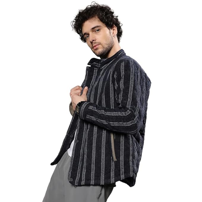Campus Sutra Men's Jacket for Casual Wear | Long Sleeve | High Neck | Zipper Closure | Regular Fit | Jacket Crafted with Comfort Fit for Everyday Wear