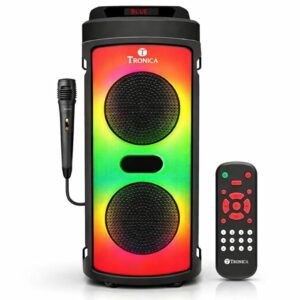 TRONICA Wireless Portable Rockstar Bluetooth Speaker, The Rocking TWS Bluetooth Rechargeable Speaker with Vivid DJ Lights 16Wx2 Along with Remote & Wired Mic, Powerful Bass Party Speaker