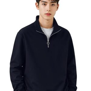 Jump Cuts || Mens || Solid || Henley Neck || Full Sleeve || Half Zipper || LoopKnit || Sweatshirt