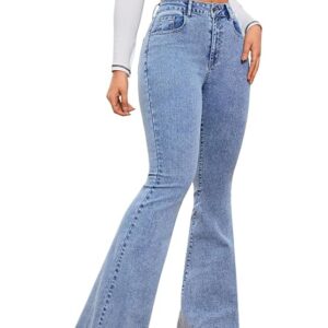 KOTTY Women's High Waist Flared Fit Stretchable Denim Jeans for Casual