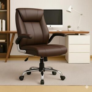 Lakdi The Furniture Co High-Back Directior Office Chair and Executive Chair, Ergonomic Leatherette Desk Chair|Adjustable Arm Rest for Office Area-111012161_Darkbrown