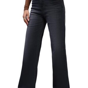Amazon Brand - INKAST Women High Rise Wide Leg Full Length Cotton Poly Lycra Jeans