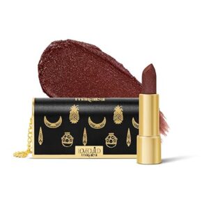 LoveChild Masaba "The Batua" Lipstick, Spicy Imli (Dark Brown) Rich Satin Finish Lipstick with Built-in Mirror, Hydrating, Nourishing Formula with Jojoba Oil, 4g