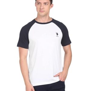 U.S. POLO ASSN. Varsity Colour Block Men’s T-Shirt | Pique Knit - Crew Neck, Regular Fit, Cap Sleeves Mens Tshirt for Casual Wear