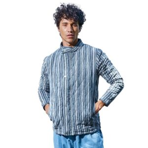 Campus Sutra Men's Textured Utility Jacket |Casual-Wear | Spread Collar | Long Sleeve | Button Closure | Jacket Crafted With Comfort Fit For Everyday Wear