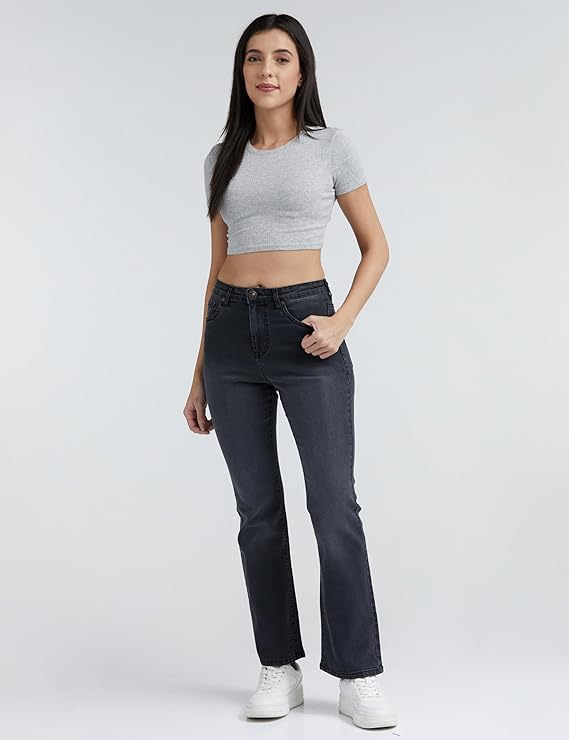 INKD Women's Flared Bootcut Jeans - High-Rise | Enzyme Wash | Classic 5 Pocket Styling | Jeans for Women (Available in Plus Sizes) - Image 3