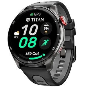 Titan Celestor 1.43" AMOLED Smart Watch with Built-in GPS, Advanced Health Intelligence, AI Voice Assistant, Aluminium Case, 100+ Sports Modes, Water Resistance – Smartwatch for Men & Women (Black)