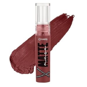 MARS Matte Muse Mousse Lipstick (3ml) (18-FIERCE STAR) with Doe-Foot Applicator | Highly Pigmented | Smooth Texture | Hydrating Formula | Blurry Lips Effect