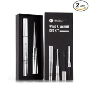SWISS BEAUTY Liquid Metallic Wing & Volume Kit | Mascara + Eyeliner | Water-Resistant | Quick-Drying | Long-Lasting | 12.5g