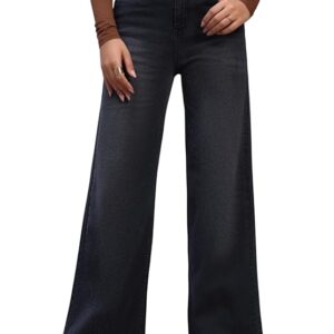 Amazon Brand - INKAST Women High Rise Wide Leg Full Length Cotton Poly Lycra Jeans