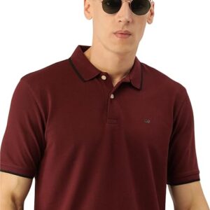 Peter England Men's Snug Fit Solid Polo T-Shirt with Coloured Collar Tipping| Cotton Rich| Premium Pique Weave