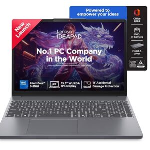 Lenovo IdeaPad Slim 3, Intel Core 5 210H, 16GB RAM, 512GB SSD, WUXGA IPS, 15.3"/38.8cm, Windows 11, Office Home 2024, Grey, 1.6Kg, Backlit Keyboard, 1Yr ADP Free, 83K4004UIN, Laptop