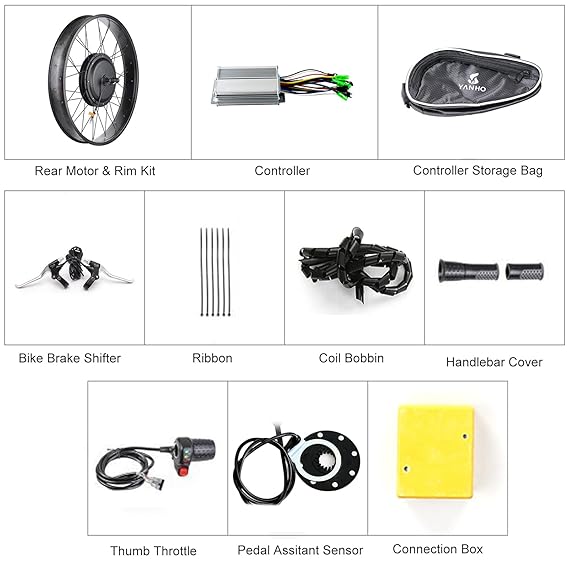 Electric Bike Conversion Kit Rear Motor & Rim Kit 48V 1500W Powerful E-Bike Motor Kit Brushless Controller PAS Sensor Bike Brake Shifter Kit - Image 2