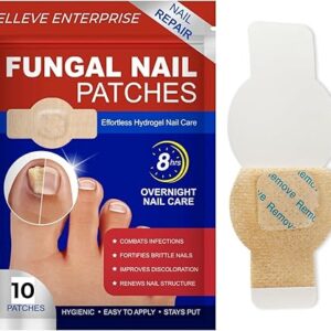 ELLEVE- ( 10 PATCHES ) Advanced Fungal Nail Repair Patch Treatment – Powerful Antifungal Solution for Targets Damaged & Brittle Nails | Overnight Nighttime Easy-to-Use Large High-Effective Renewal Patches for Toenail & Fingernail | Targets Nail Fungus at the Root | Restorer for Paronychia