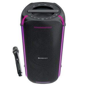 Zebronics Portable Bluetooth Speaker, 90W, Upto 6 Hours Playback, Dual Full-Range Drivers, Karaoke, TWS, BT v5.3, USB, AUX, RGB, Deep Bass, Wireless Mic with Display, Type-C Charge (Party Fyre 100)