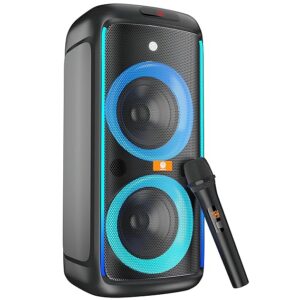 Digimore PartyBox 120W Portable Karaoke Bluetooth Speaker with Wireless Mic | Dual Boom Box Speaker | RGB Party Lights | Deep Bass Sound | Type-C Charging | USB/TF/AUX for Home & Parties (D-1362)