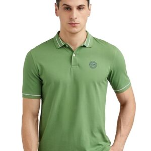 Peter England Men's Regular Fit Insignia Half Sleeve Polo T-Shirt | Cotton Rich | Premium Pique Weave