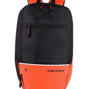 Gear Superior Xl 16L Samll Water Resistant School Bag/Casual Standard 4 Compartment Backpack/College Bag/Sports Bag With Shoe Compartment For Men/Women (Black-Orange)