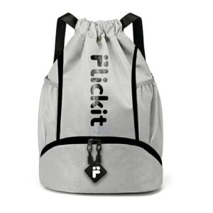 FLICKIT Sports Drawstring Bag Backpack for Men & Women | Football, Gym, Trekking & Travel Use | Water-Resistant Material | Shoe Compartment with Zip Pocket | Lightweight & Spacious