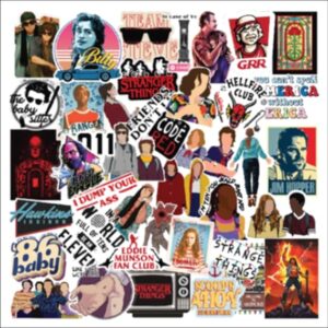 Pack of 55 Stranger TV Show, Web Series Stickers for Laptop, Journal, Diary, Guitar, Mobile Case - Aesthetic Waterproof Stickers